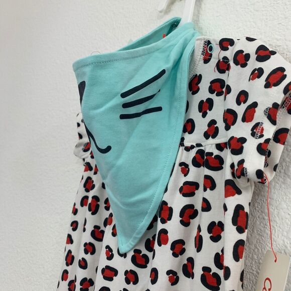 NWT Girls 18M Baby Cat & Jack Two Piece Cat Print Outfit Bib Set Big Cat Cheetah - Picture 8 of 11